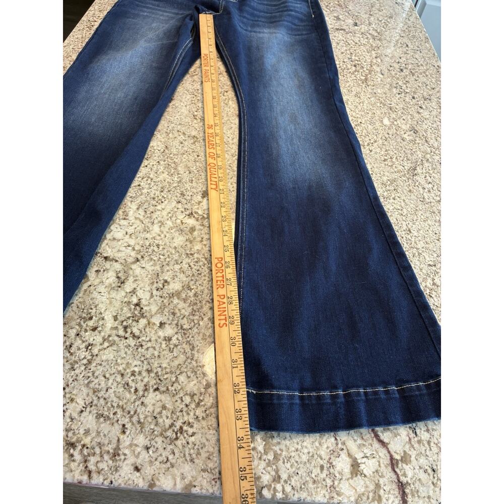 Kancan JEANS Women's Size 13/30 Dark Wash High Rise Flare Leg Button Fly Jeans - Picture 3 of 11